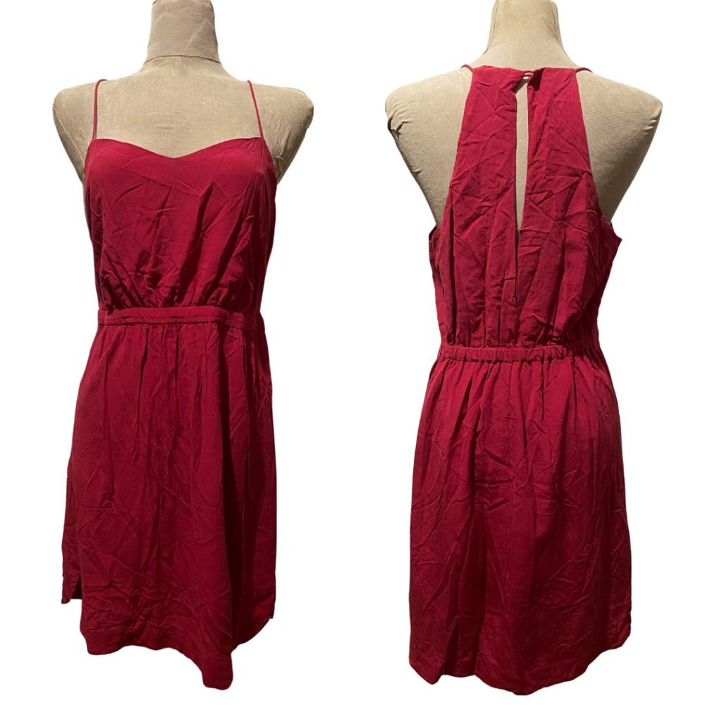 Madewell red silk racerback slip dress sz 12